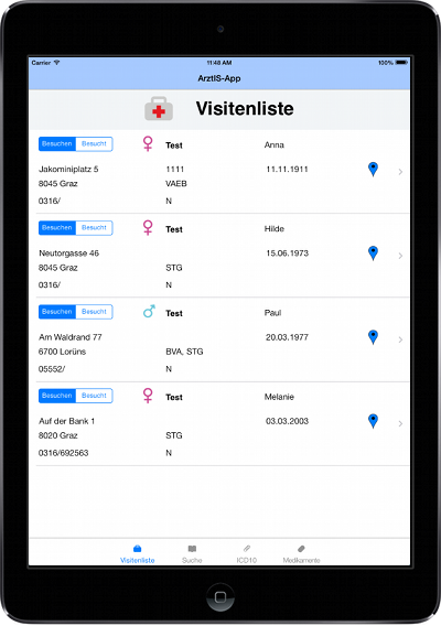 iPadHochVisitenliste